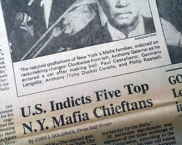 COMMISSION CASE New York MAFIA Crime Bosses Indictments Photos 1985 Newspaper