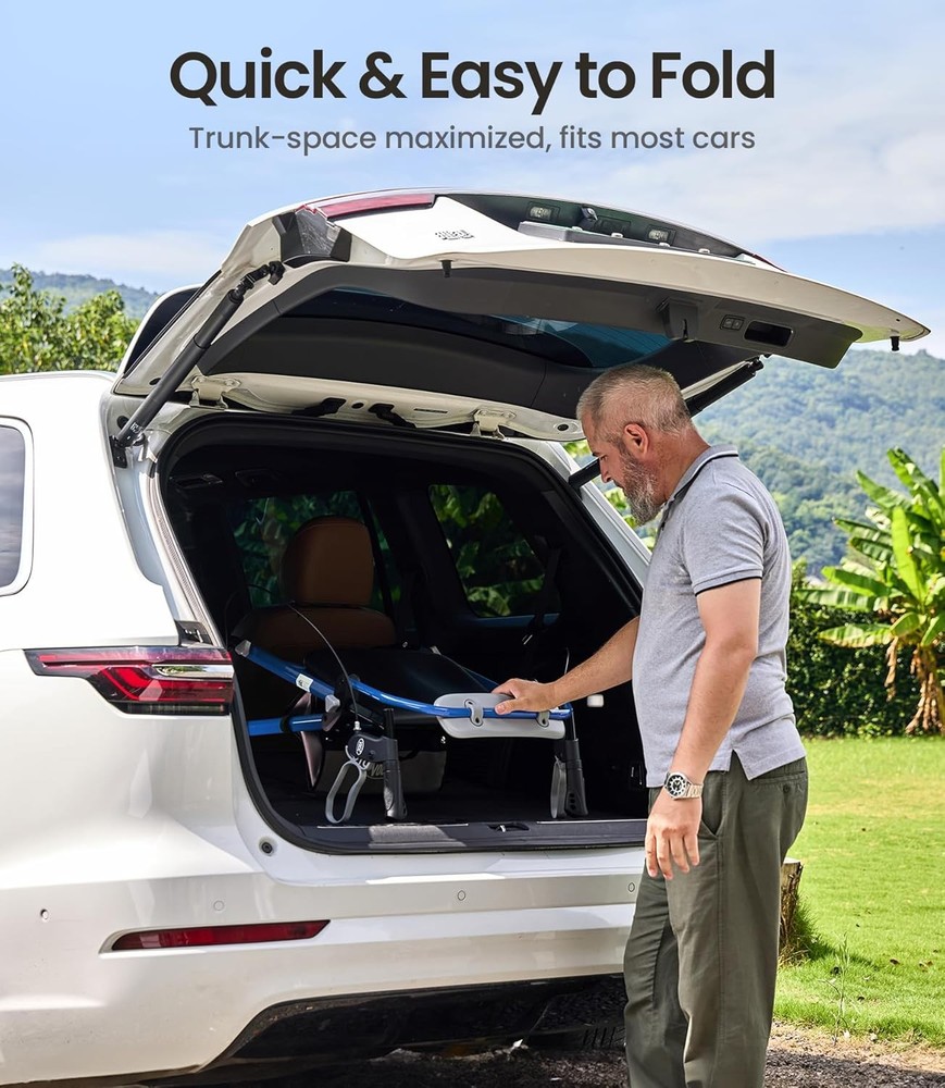 Lightweight Rollator Walker Seat Backrest Foldable All Terrain Adjustable