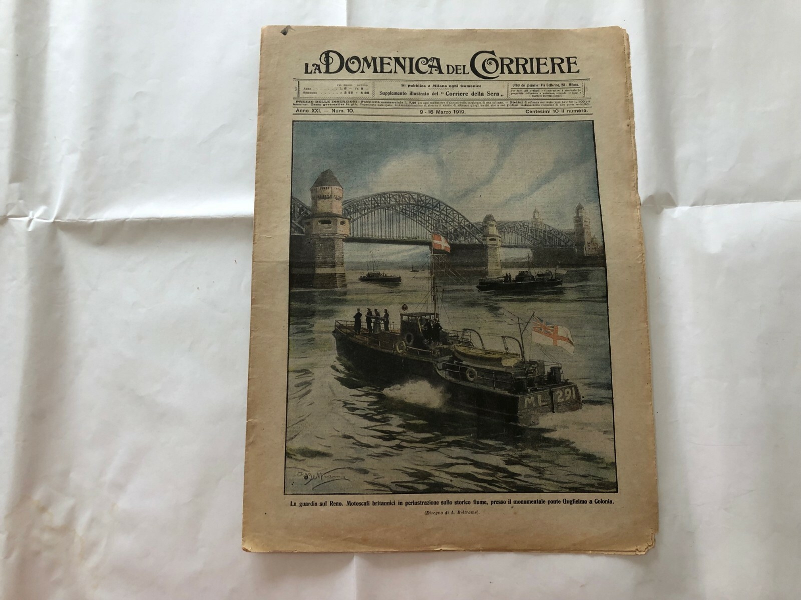 WW1 LA DOMENICA DEL CORRIERE N.10 1919 RENO PONTE GUGLIELMO BRIGADE SALERNO