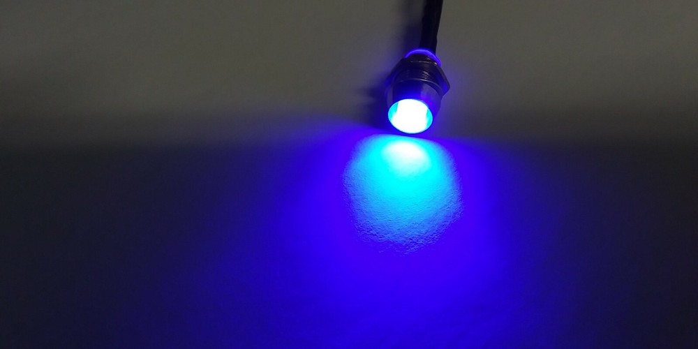 2 Bright BBT 12 volt DC Blue LED 3/8" Snap-In Indicator Lights
