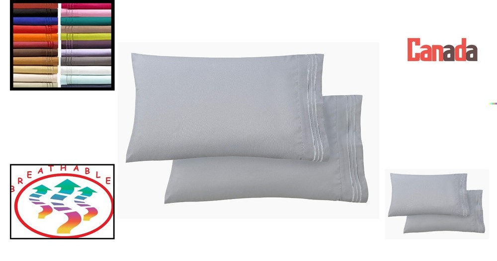 Luxury 2-Piece Pillowcase Set - 1500 Thread Count - Microfiber - Silver Blue