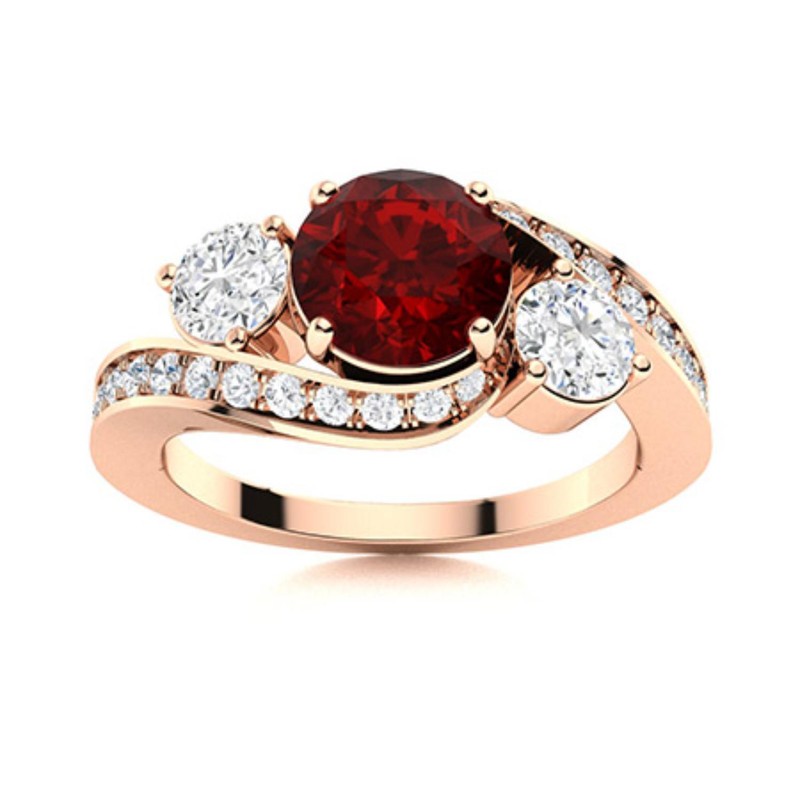 Garnet Gemstone Engagement Valentines Boho Solitaire Ring Sterling Silver