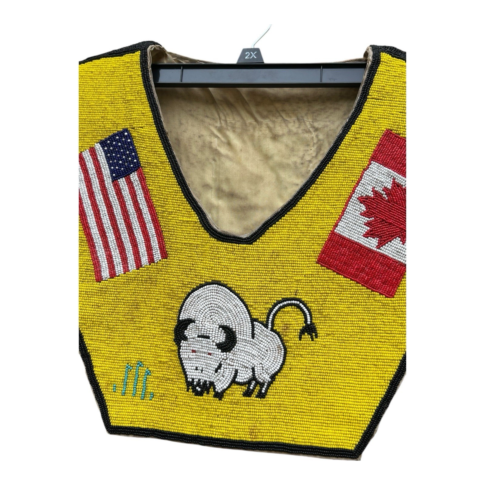 Vintage Native American Pow Wow Regalia Ceremonial Beaded Vest US Canada Buffalo