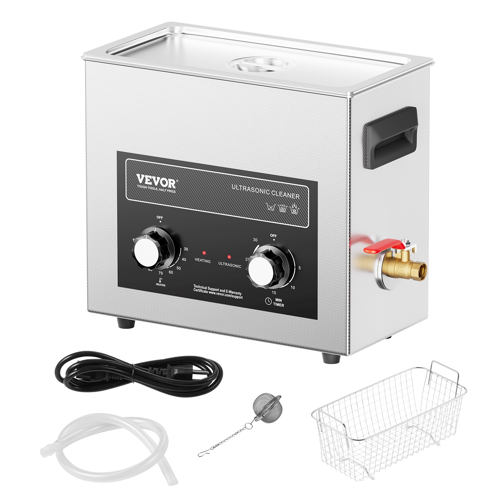 VEVOR 6L Ultrasonic Cleaner with Heater Timer & Basket Digital Sonic Machine