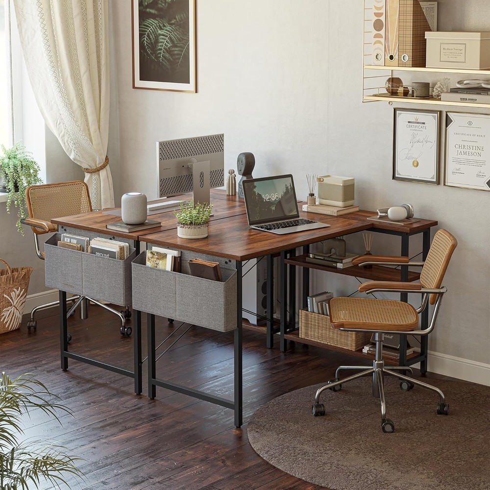 Space-Saving 55" L-Shaped Desk with Organized Storage for Efficient Offices