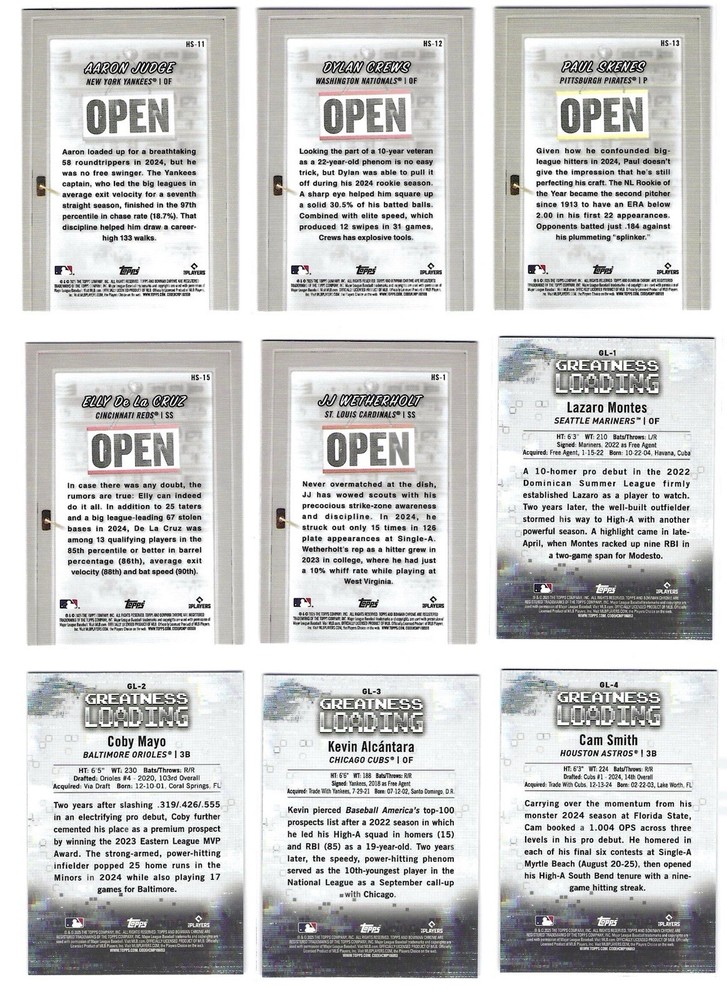 2025 Bowman Baseball- Inserts (Buy More, Save More)