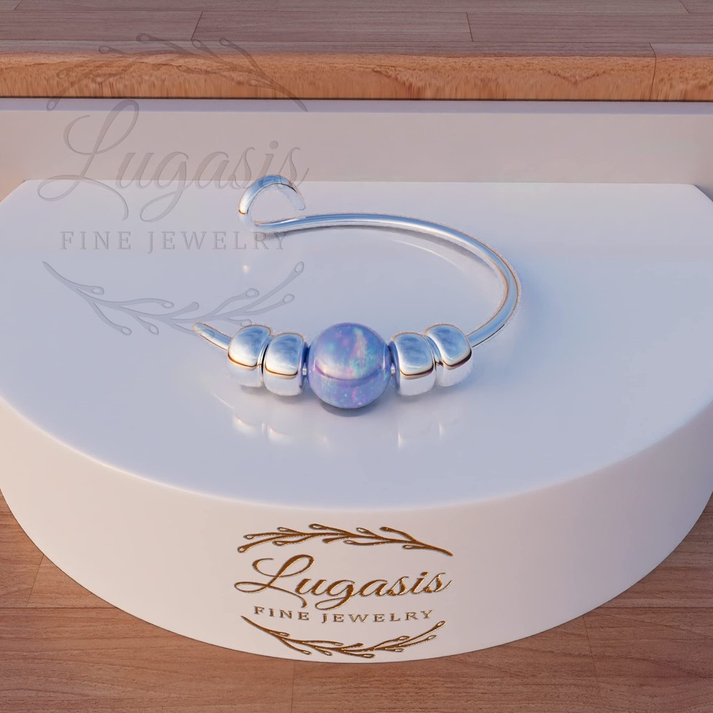 Silver Fake Nose piercing with 2mm opal Blue Opal