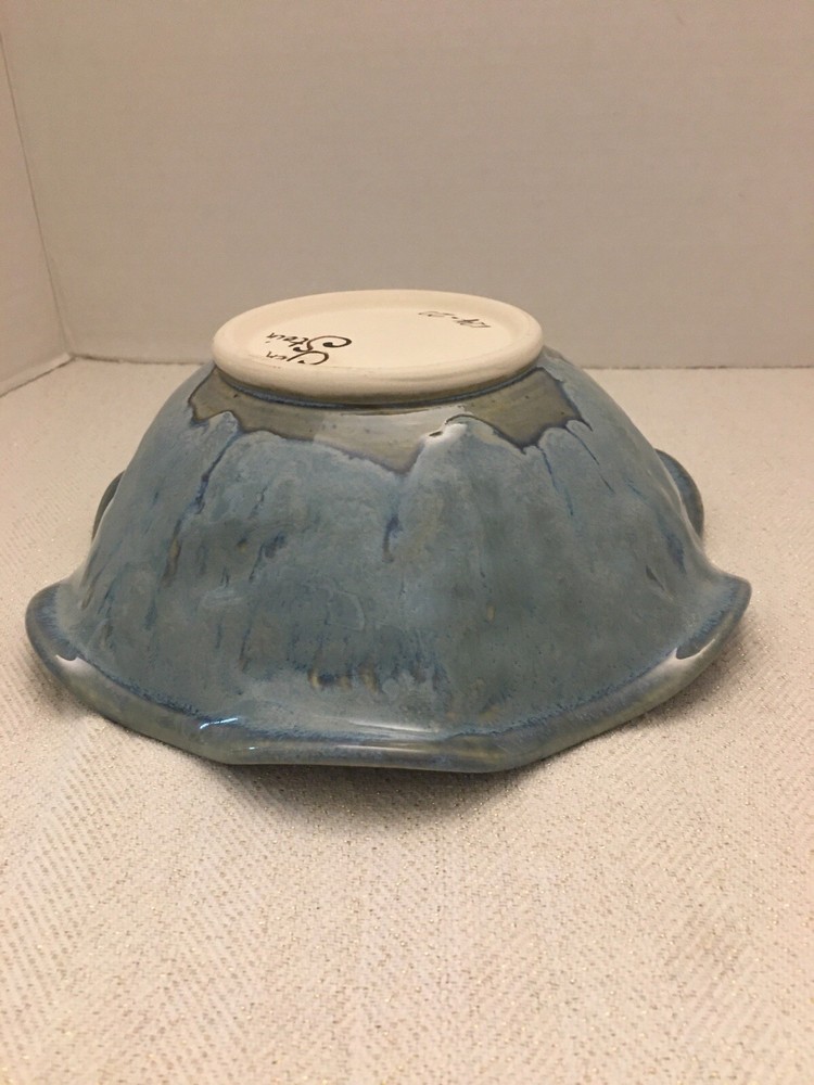 Jen Stein Art Pottery Bowl Decor Piece Chickadee Pattern