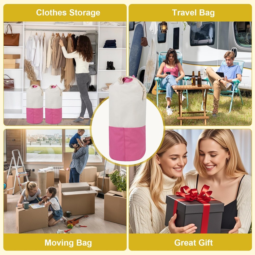 Single-shoulder backpack-style laundry bag with shoulder strap and pockets, m...