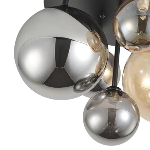 5-Light 17.71 in Black Semi Flush Mount Ceiling Light, Modern Ceiling