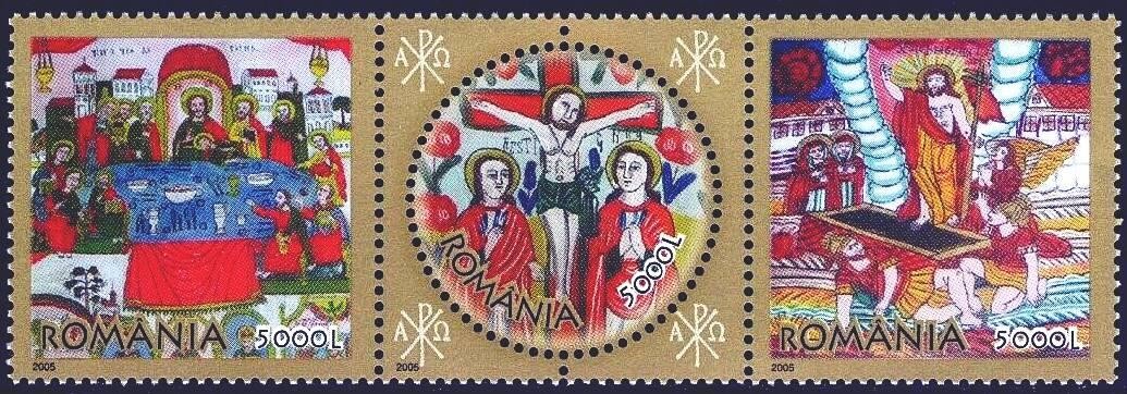 👉 ROMANIA 2005 EASTER set  neuf ICONS, PAINTINGS, ANGELS, FOOD