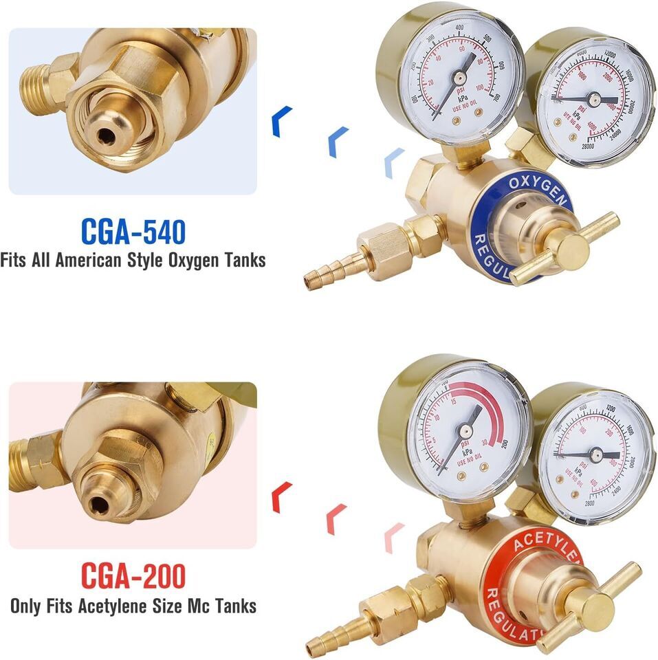 Oxygen Acetylene Gas Regulator Welding Cutting Torch Dual Gauge CGA540 CGA200