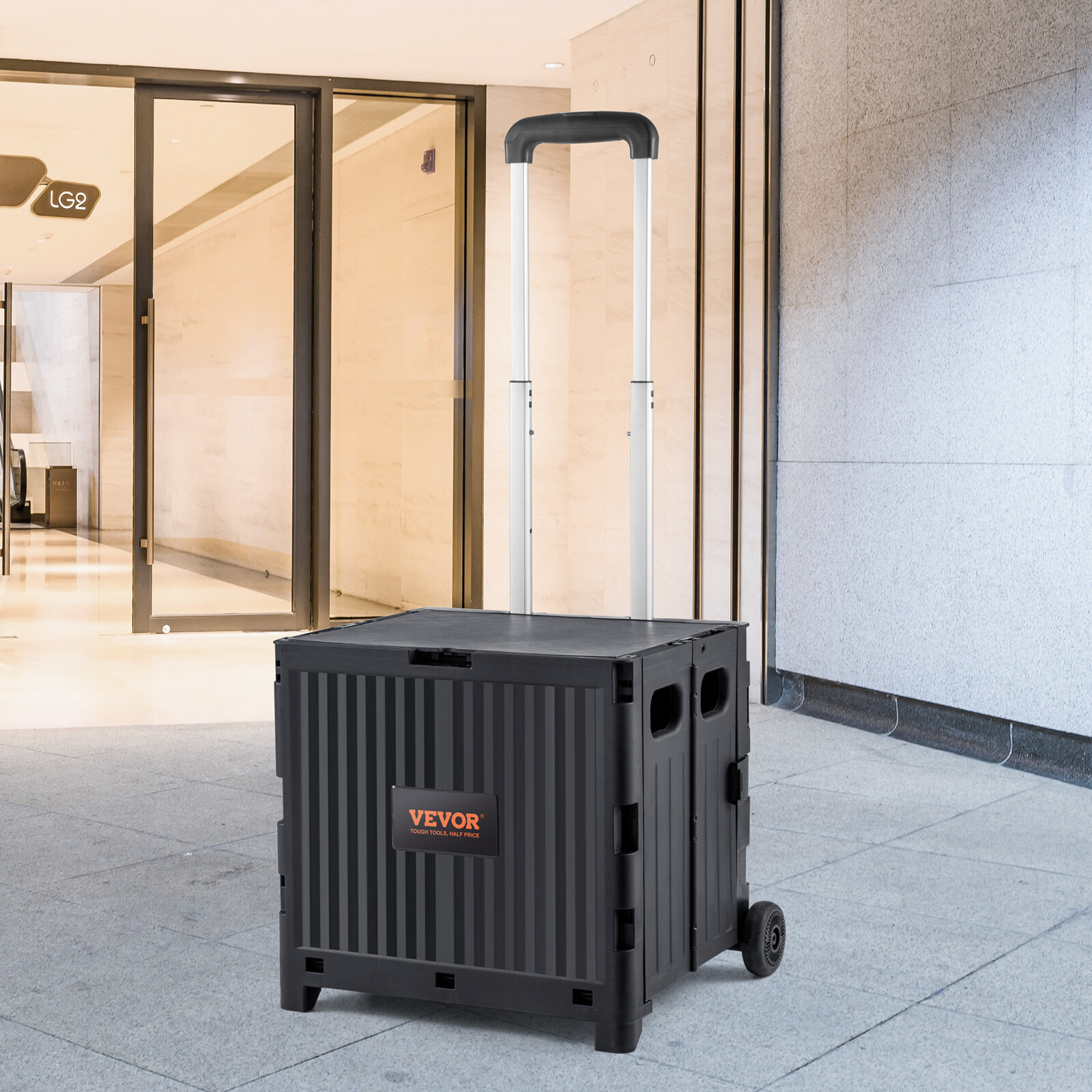 VEVOR Folding Shopping Cart Foldable Utility Cart 80 lbs Telescoping Handle