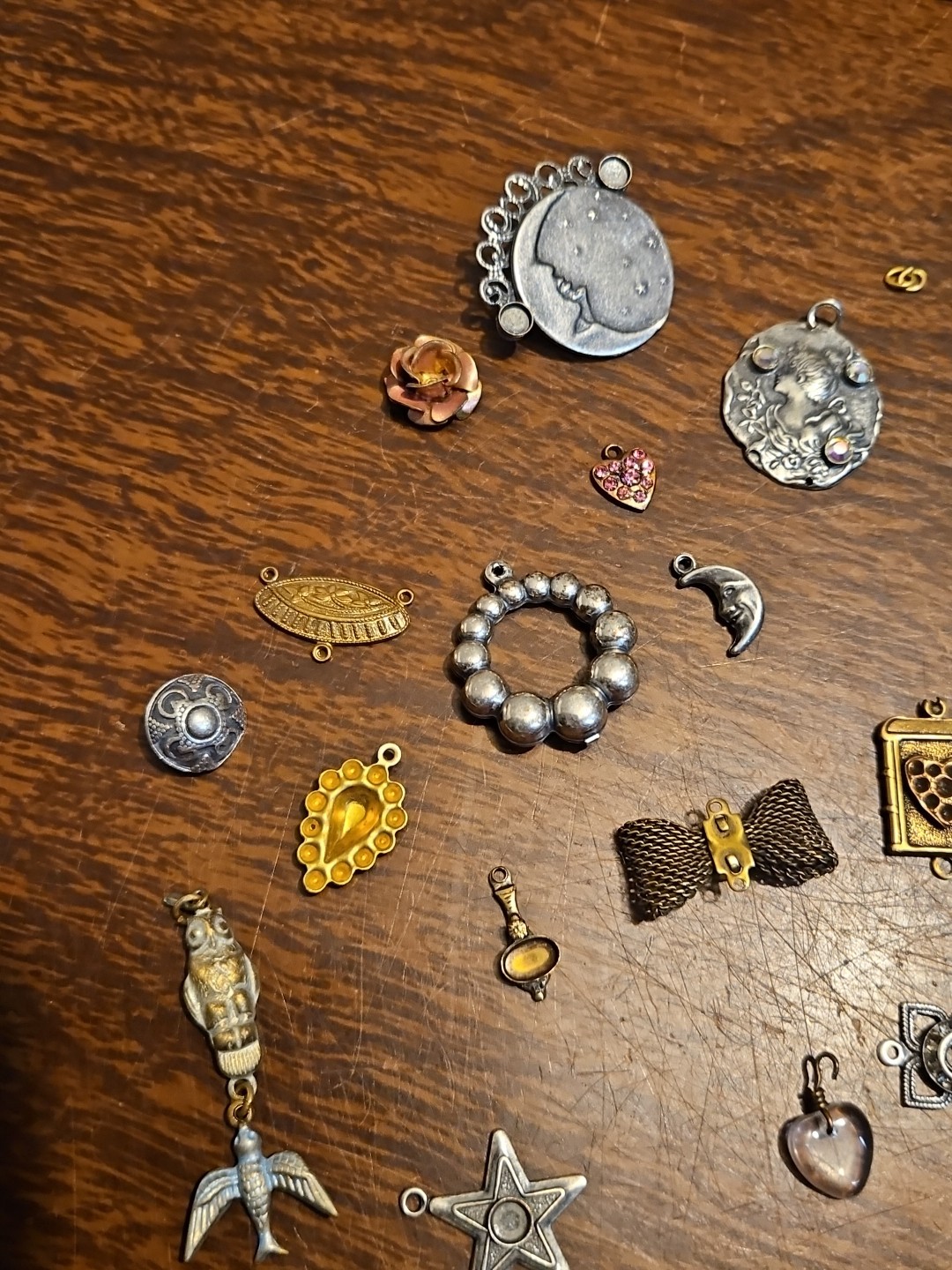 Lot Of 50 Mixed Parts Pcs France Vintage 60s Brass Stampings Findings Jewelry 18