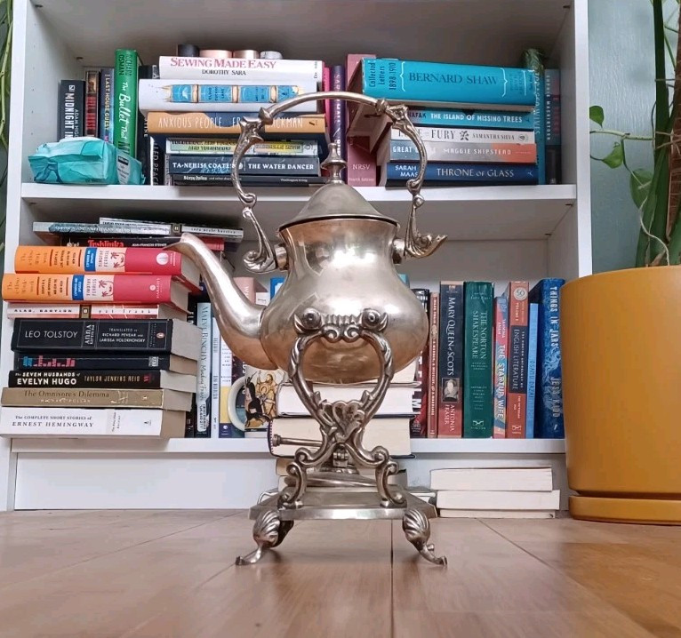 Vintage Silver  Plate Teapot on Tilting Stand with Burner