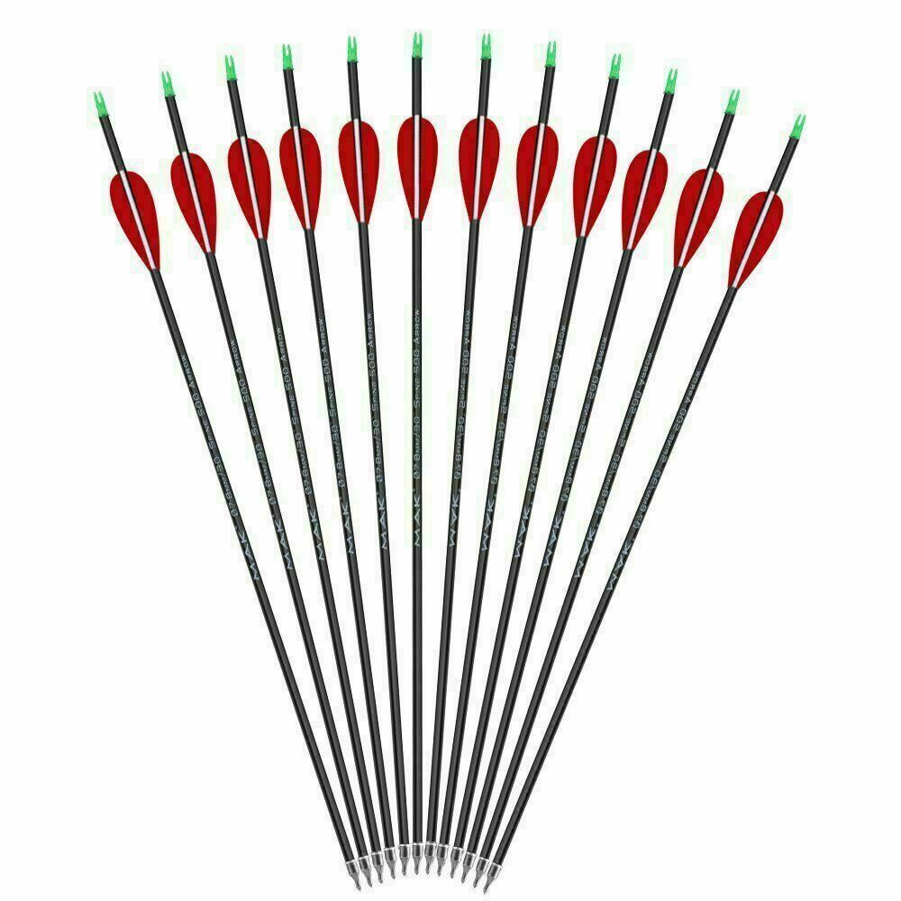 30" Archery Carbon Target Hunting Arrows Adjustable Nock Replaceable Field Point