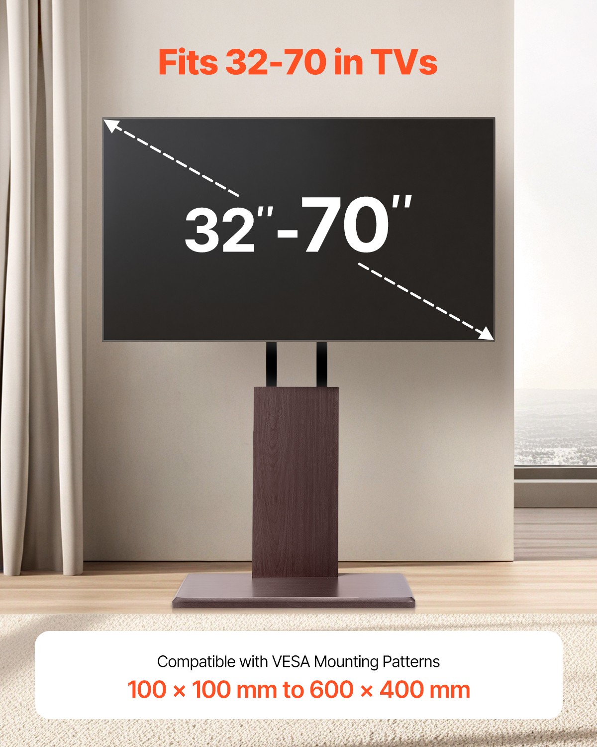 VEVOR Universal TV Stand Swivel Stand Holds up to 99 lbs for 32-70 Inch Screens