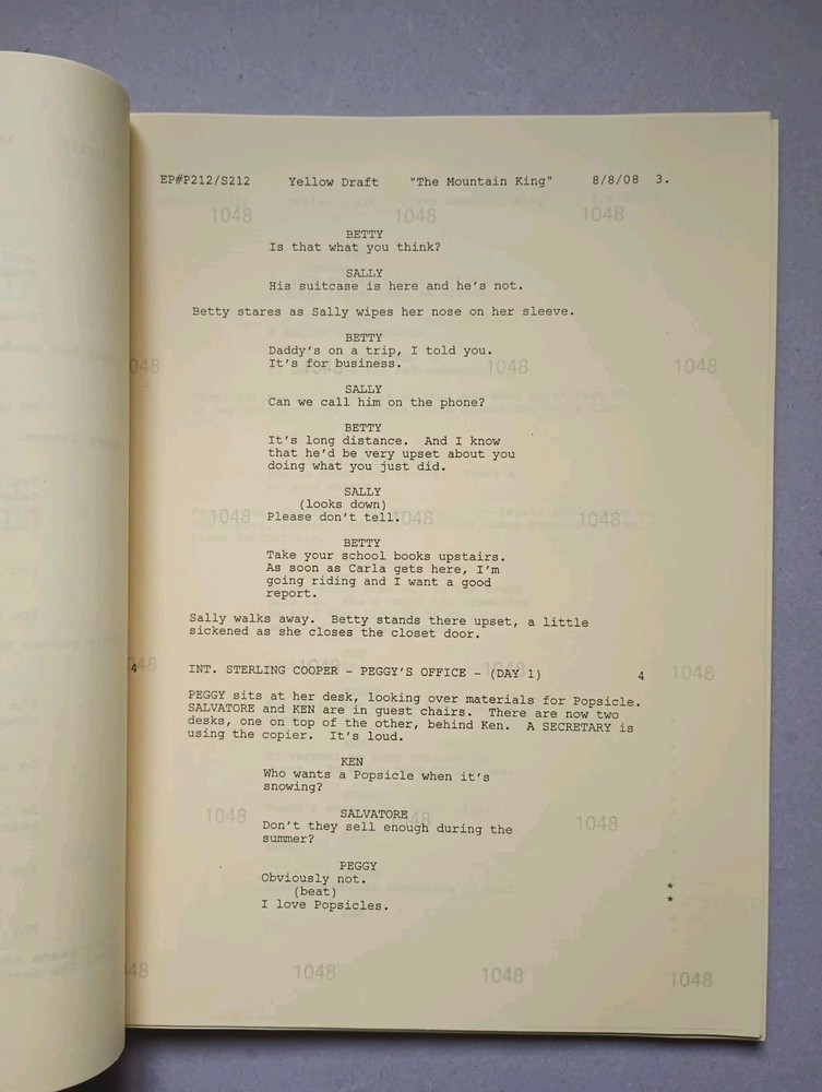 MAD MEN TV SCRIPT 'The Mountain King' Yellow Production Draft