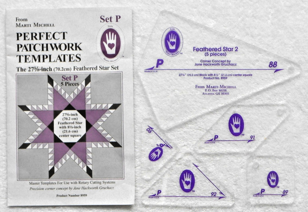 MARTI MICHELL PERFECT PATCHWORK TEMPLATES - SET P - FEATHERED STAR SET - NICE!