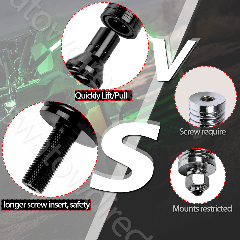 RGB LED Whip Light UTV Spring Mounting Bracket Antenna For Can-Am X3 Polaris RZR