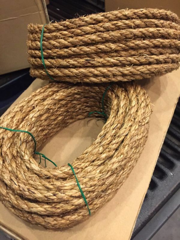 TWO PCs 3/8"x 50' Natural Manila Hemp Rope 100’ Total