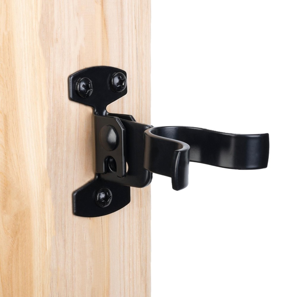 1-3/8" Flat Back Wall Mount Chain Link Fork Latch, Black Gate Fork Latch with Pa