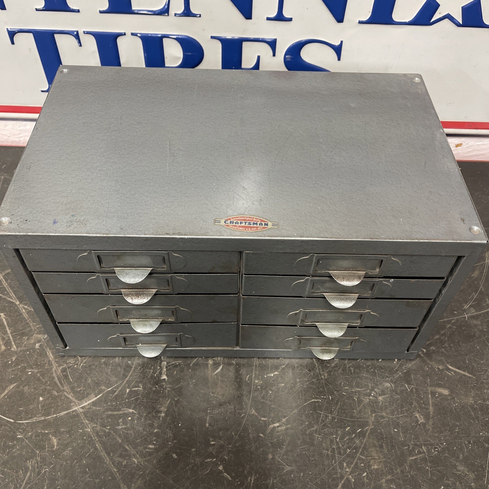 Vintage Craftsman Manufacturing Industrial Metal 8 Drawer Small Parts Cabinet