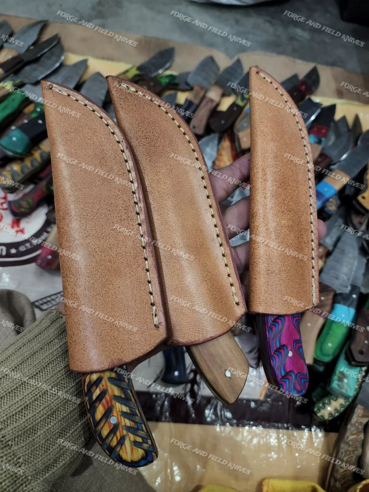 Lot of 20 Custom Handmade Damascus Steel 8" Full Tang Skinner Hunting Knifes USA