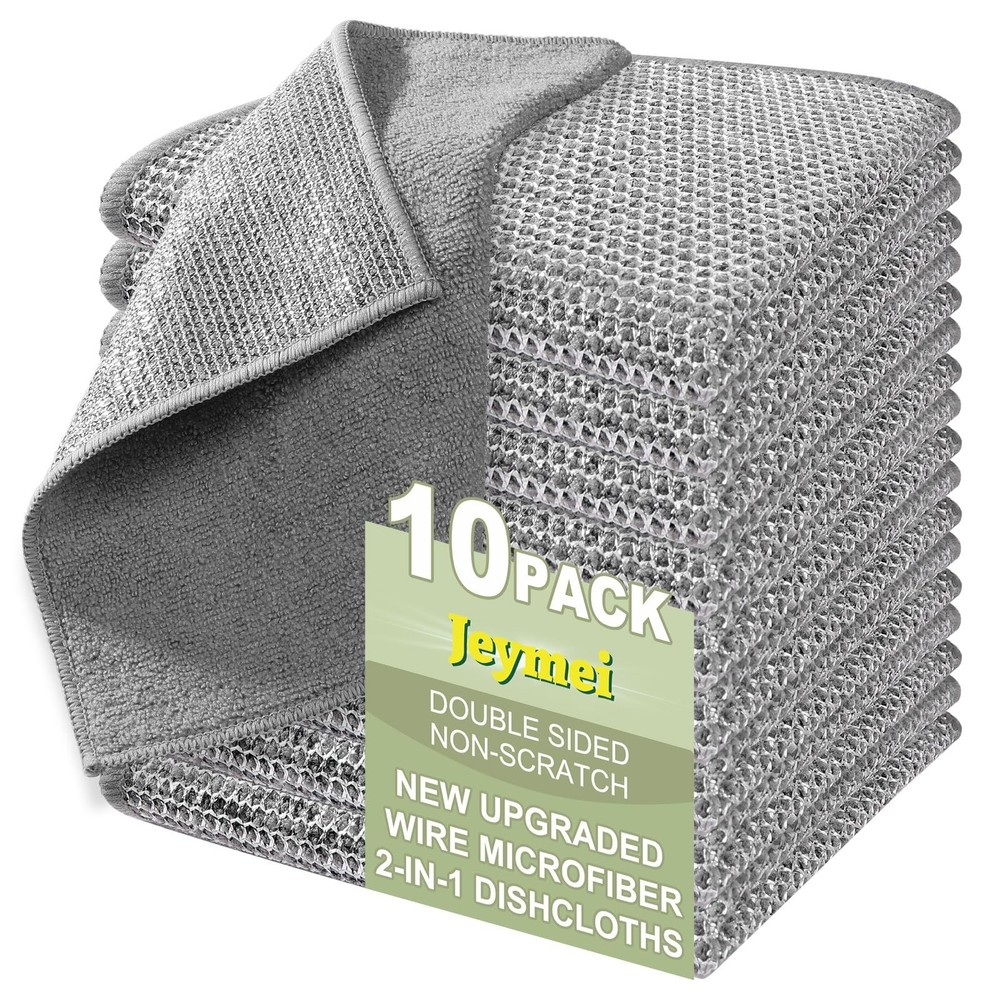 10 Counts Multipurpose Wire Dishwashing Rag,Non Scratch Wire Dishcloth,Microf...
