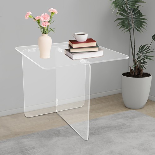 Acrylic Side Table, End Table, Free Standing Clear Modern Bedside Table