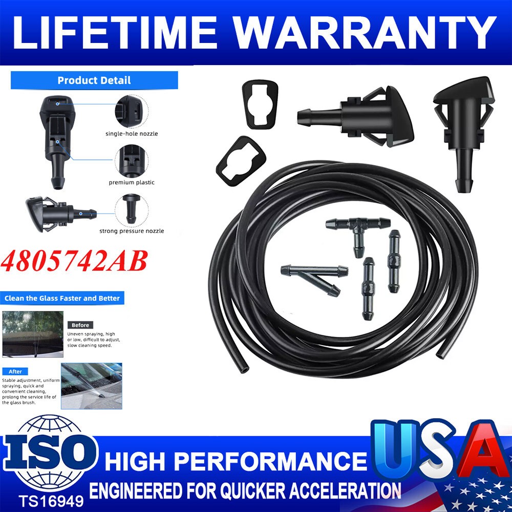 2PCS Windshield Washer Wiper Water Spray Nozzle for Chrysler 300C Jeep Dodge Ram