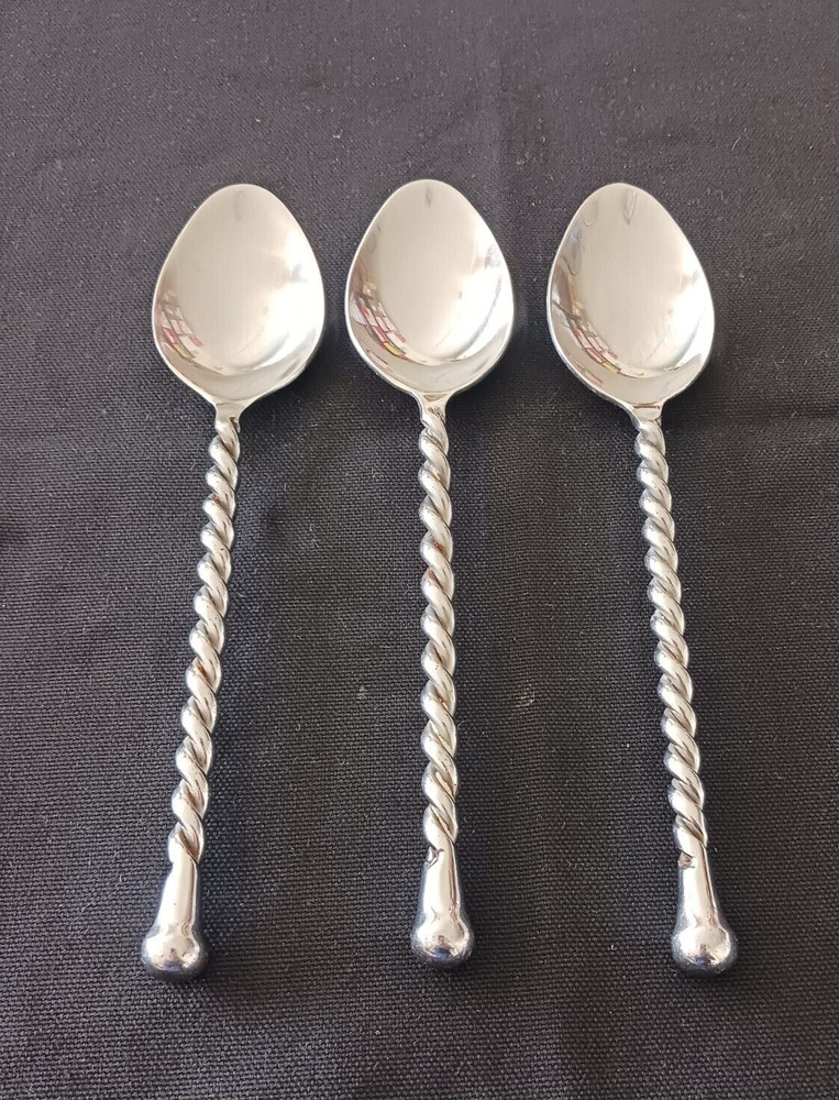 3 Hampton Silversmiths CAROUSEL Teaspoons 7 1/8" Twist Handle
