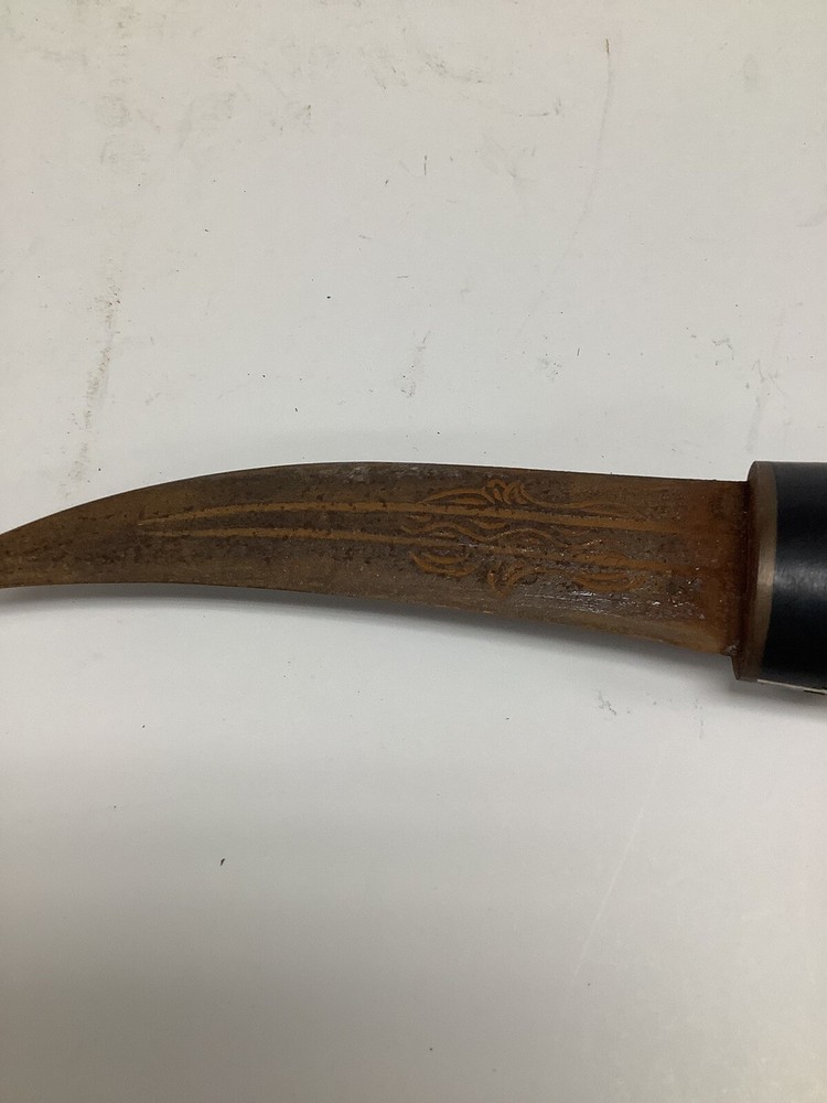 Decorative Inlay Handled Dagger With Engraving On Blade