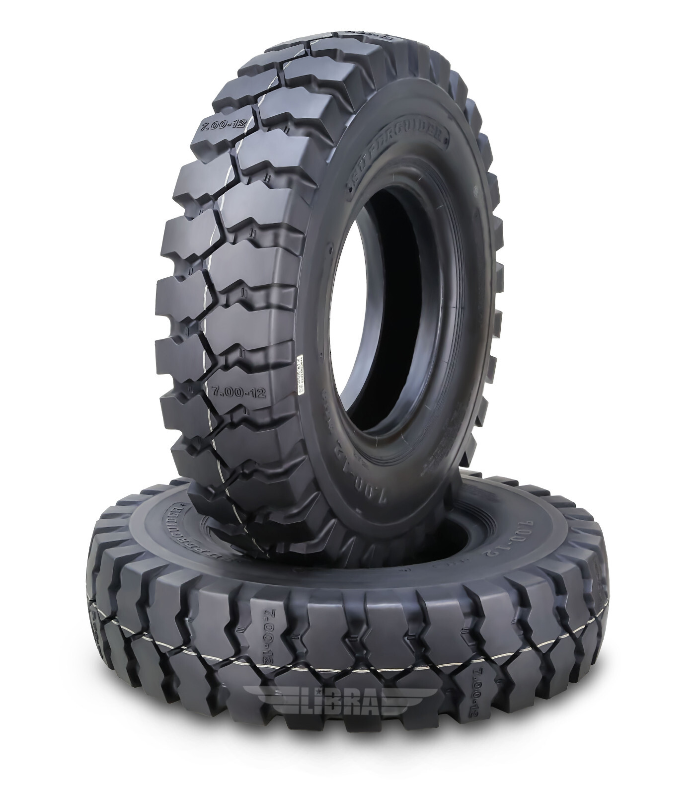 SUPERGUIDER HD 7.00-12 /14TT Forklift Tire w/Tube Flap 7.00x12, Set 2 - 12029