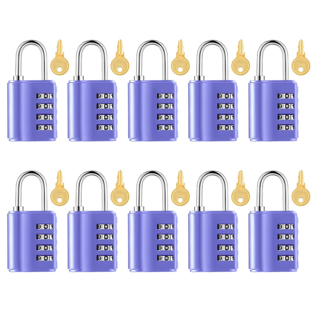 Kenning 10 Pcs Combination Padlock 4 Digit Resettable Waterproof Locker Security