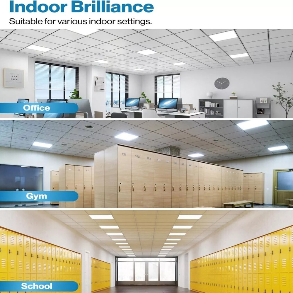 6 Pack 2X2FT LED Panel Light 45W Drop Ceiling Troffer Flat Fixtures 5000K White