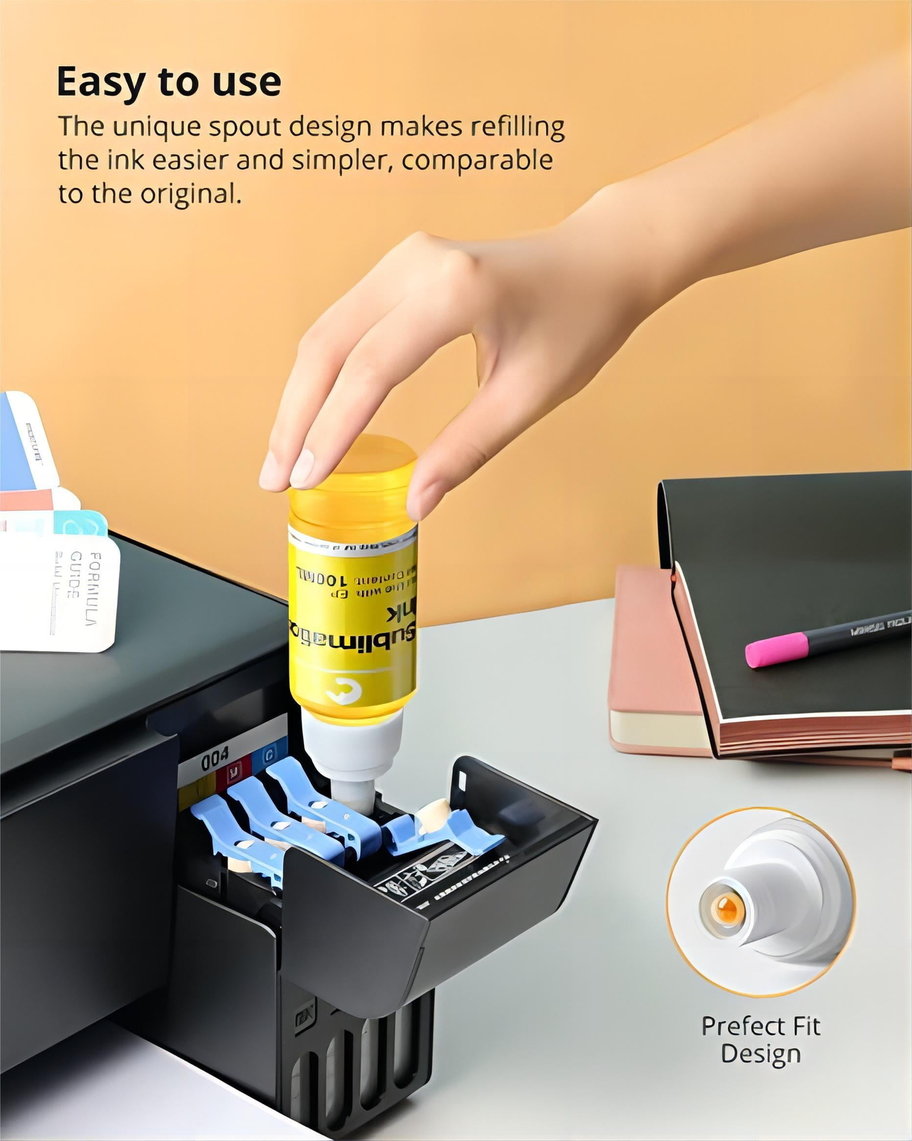 Hiipoo 440ML Sublimation Ink Refilled Bottlescompatible for ET2400 ET2720 ET2760