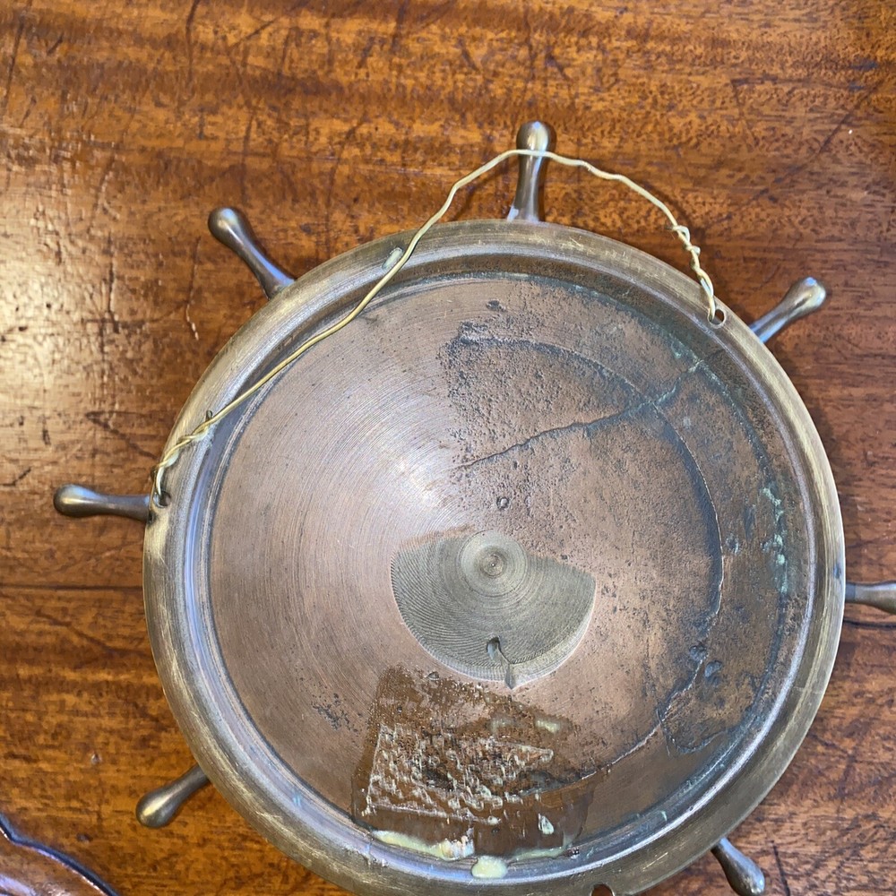 Antique Ship Clock Converted Into Brass Ship Wheel Barometer
