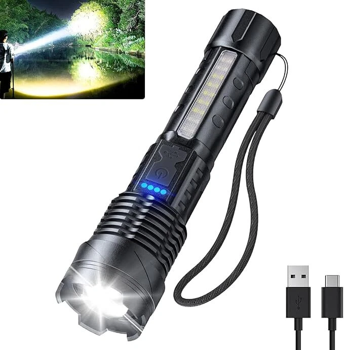 15000000LM Super Bright Flashlights High Lumens Rechargeable 7 Modes LED Flash