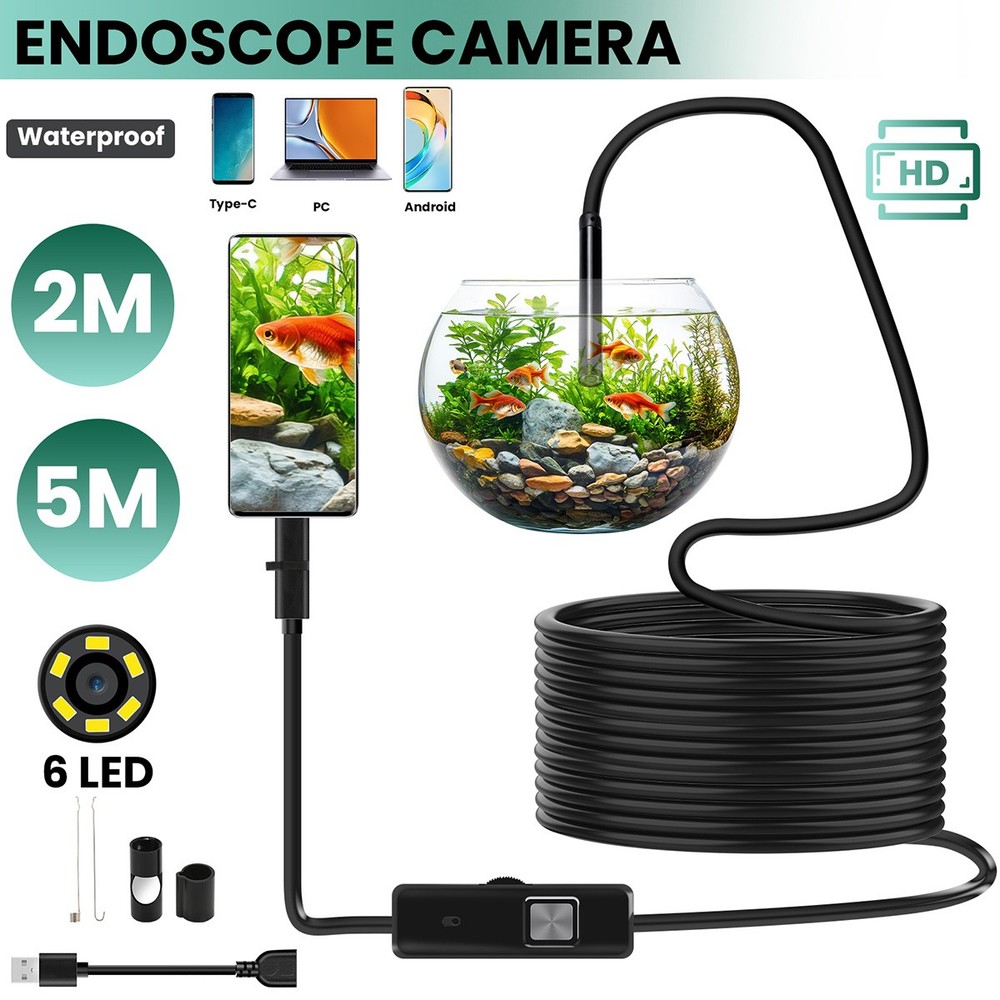 2m/5m Borescope Endoscope 6LED Inspection Scope Camera For Android Cell Phone/PC