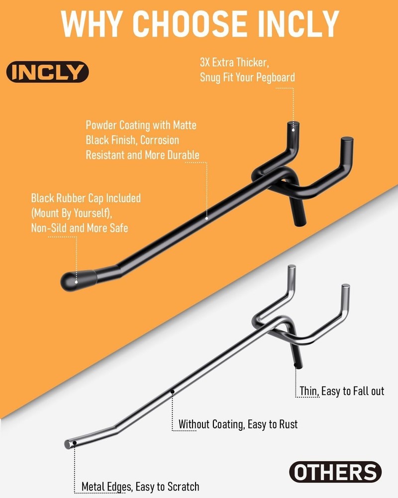 4-Inch Black Pegboard Hooks - 60 Pack for Maximum Storage Efficiency