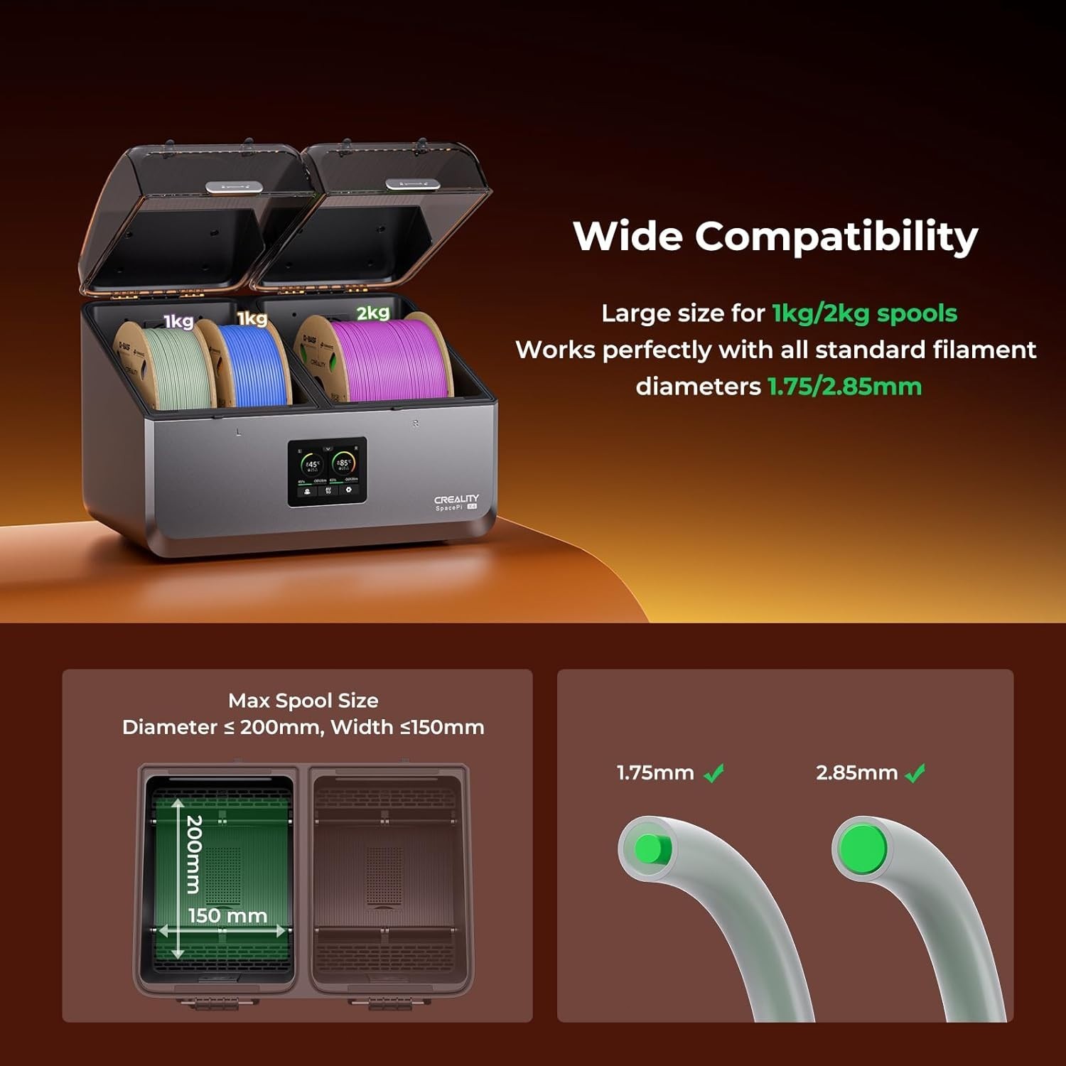 Creality Space Pi X4 Filament Dryer, 4 Spools 3D Printer Filament Dryer Box