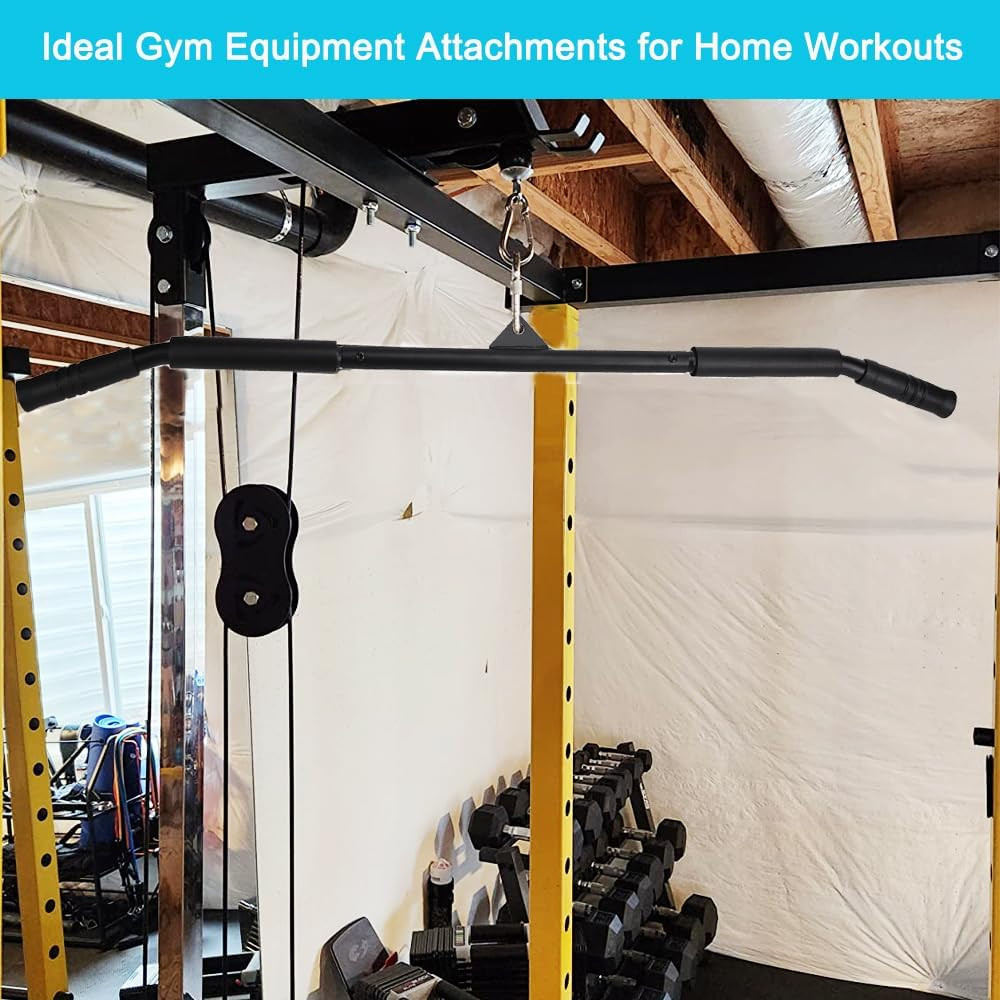 39.7" LAT Pulldown Bar Attachment – Curl Tricep Press Down Bar with Rubber Handl