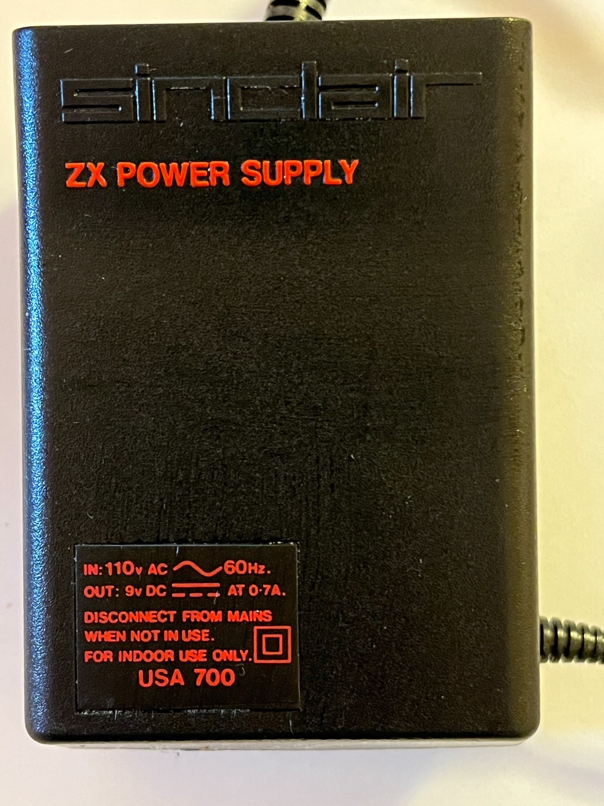 Original Sinclair ZX81 Power Supply - From 1980's - new condition
