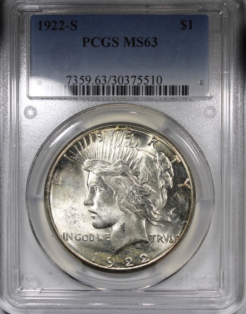 1922-S Peace Dollar PCGS MS63 Flashy Better Date $1