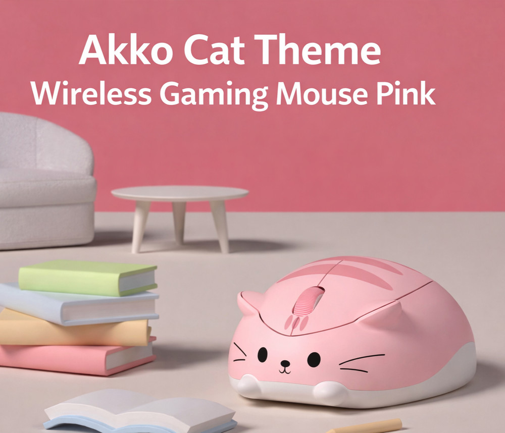 Akko Cat Theme Wireless Gaming Mouse Pink Tri-Mode Bluetooth 2.4G