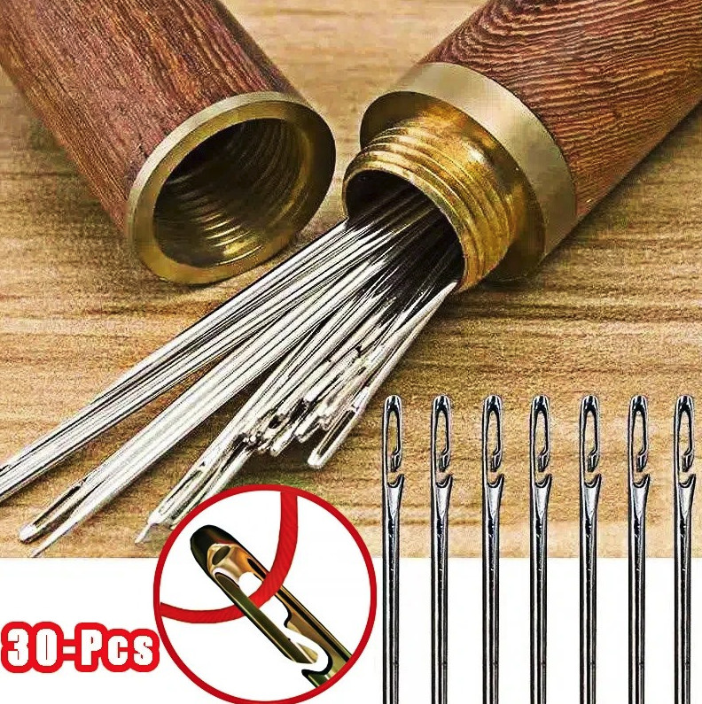 30pcs Self-Threading Sewing Needles: Easy Thread Stainless Steel Hand Needles