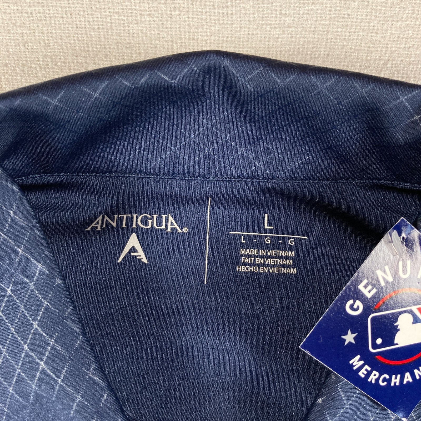 NEW Antigua Inspire MLB Golf Polo Mens Large Blue Navy Logo Diamond Stretch