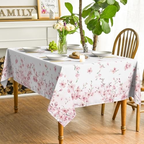 Spring Tablecloth 52×70 Inch Rectangular Cherry 52" x 70" (Rectangular) Pink