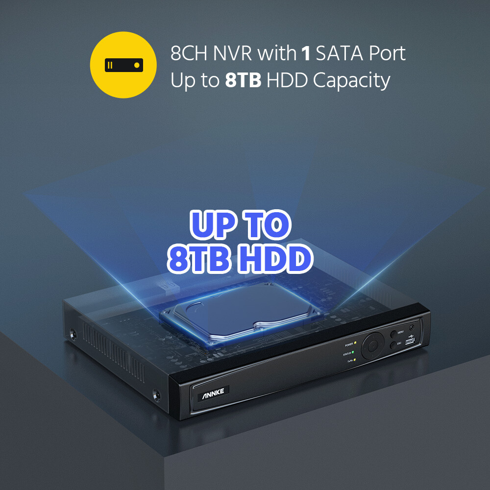 ANNKE 8CH 12MP NVR Recorder for Surveillance IP Security POE System H.265+ P2P